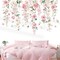 Large Pink Flowers Wall Stickers Hanging Vine Floral Leaves Peel (Multi)